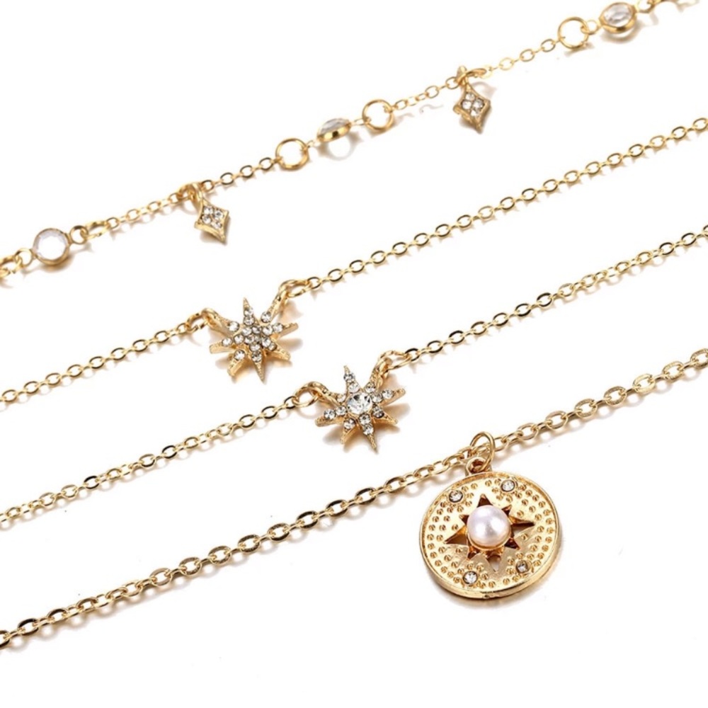 NEW GOLD Tone Triple Layer Necklace - Picture 2 of 4